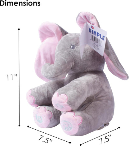 Kaia Interactive Animated Singing & Peek-A-Boo Plush Elephant Stuffed Animal W/Floppy Ears - Easter Basket Stuffers for Toddler - Musical Baby Toy - Baby Easter Gift for Kids, Battery Included